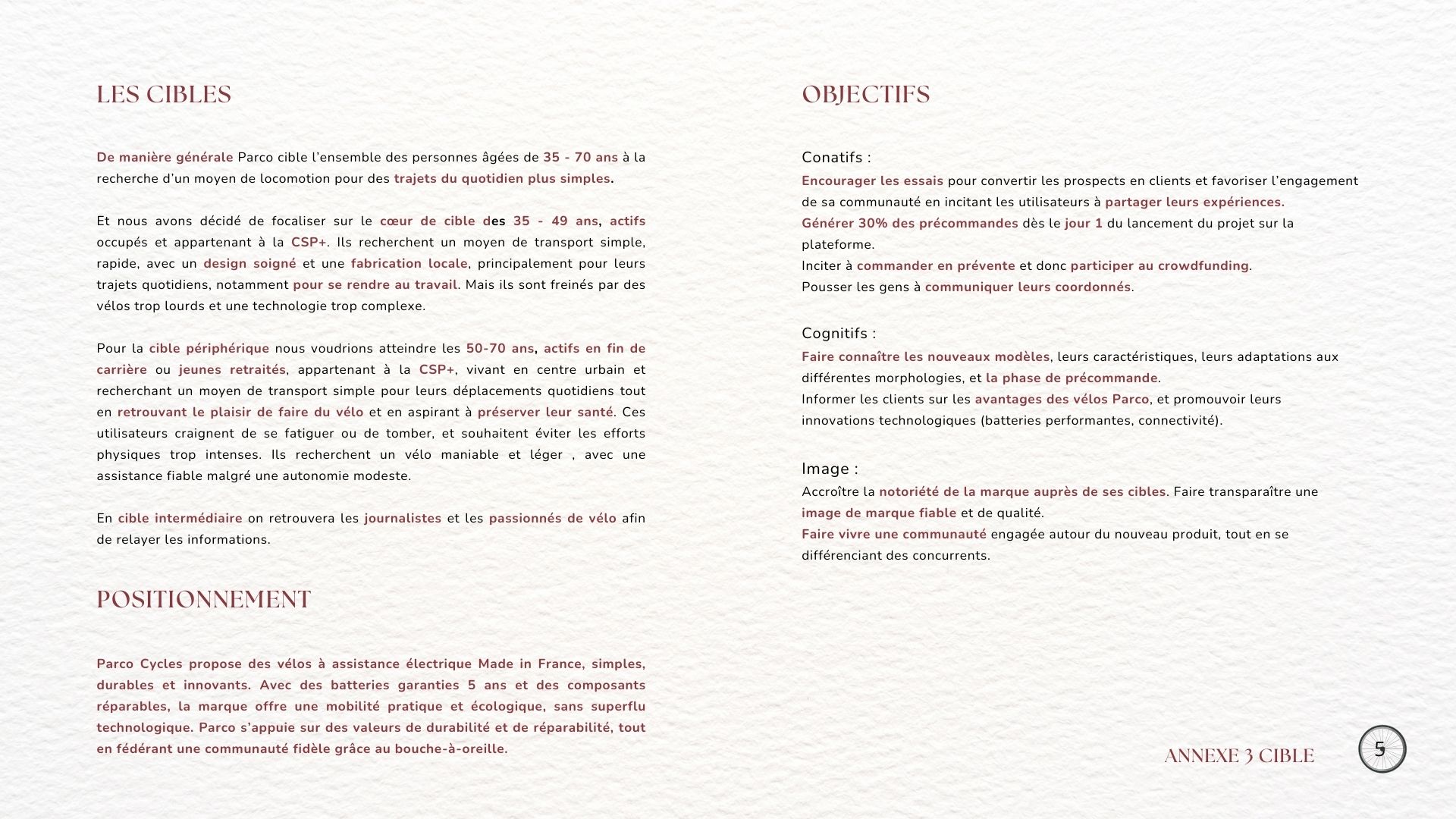 Positionnement, cibles, objectifs