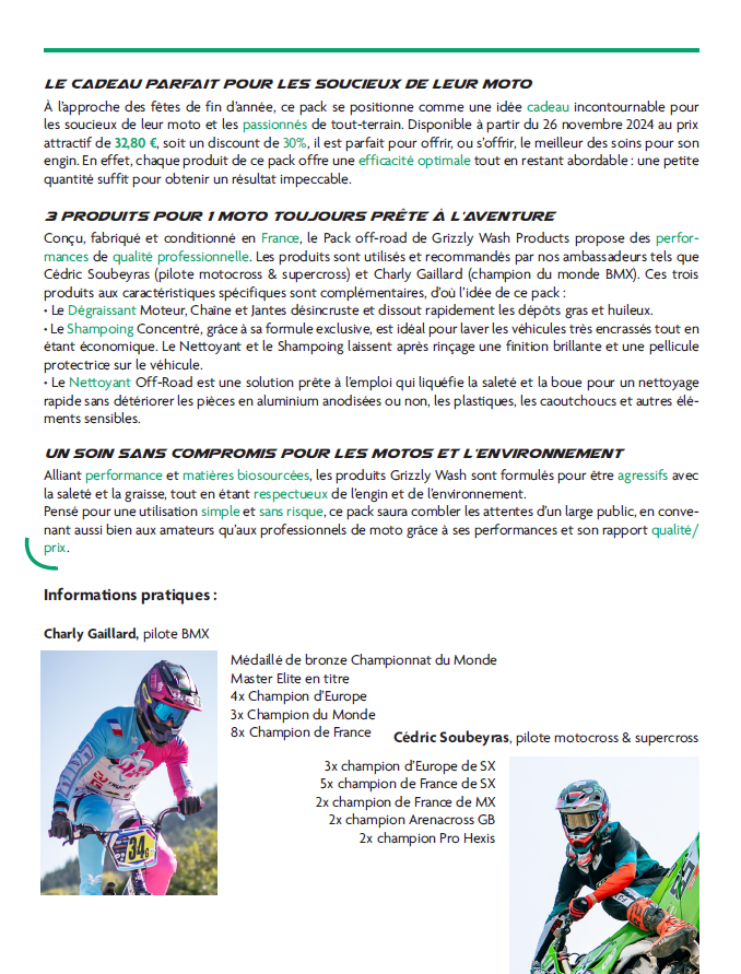 communiqué de presse 2024 – GRIZZLY WASH PRODUCTS 2